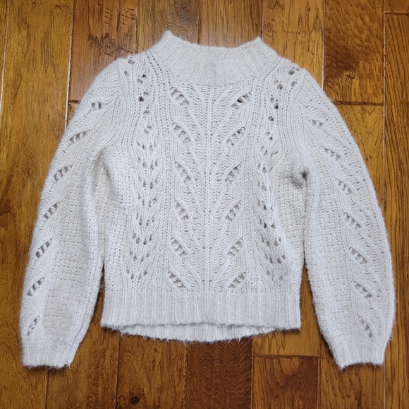 Point Sur Pointelle Sweater In Natural Alpaca Wool Blend Open Knit Size XS - Picture 1 of 8